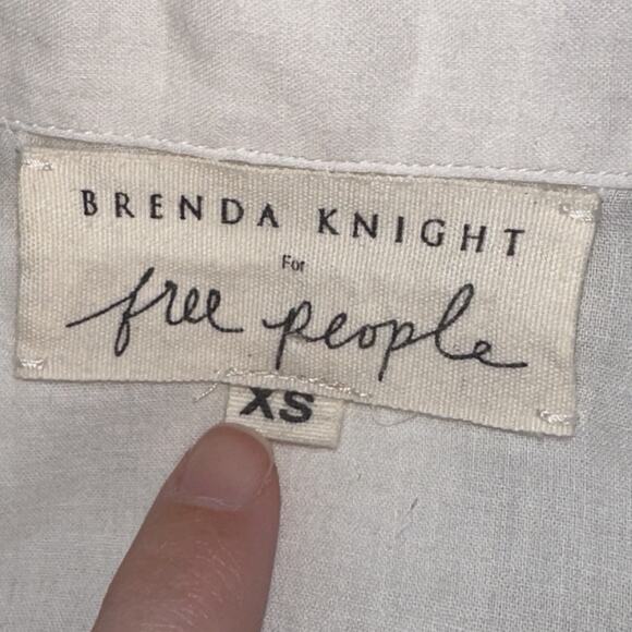 Free People Brenda Knight Women’s Cotton Boho Romantic Top Long Sleeve White XS - Picture 5 of 6